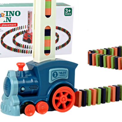 Set trenulet electric cu piese domino, cu luminite si sunete