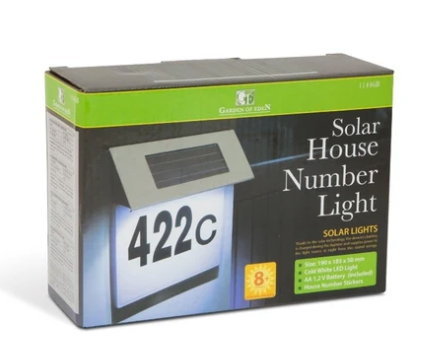 Număr de Casă Modern cu Lumină LED, Alimentare Solară Fără Cabluri și Carcasă din Inox