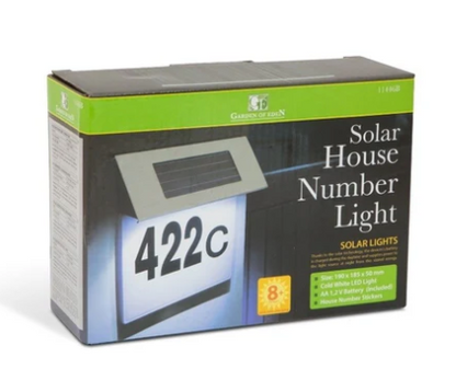 Număr de Casă Modern cu Lumină LED, Alimentare Solară Fără Cabluri și Carcasă din Inox
