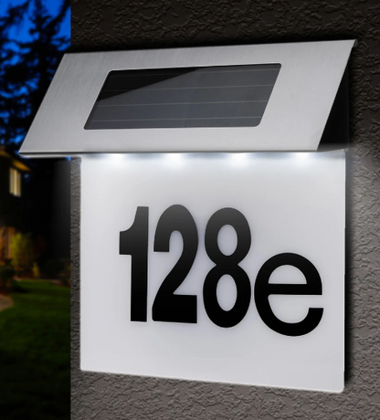 Număr de Casă Modern cu Lumină LED, Alimentare Solară Fără Cabluri și Carcasă din Inox