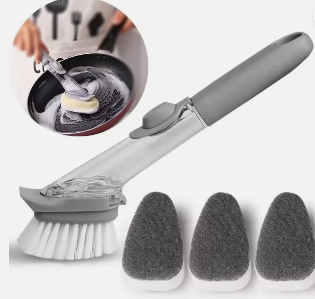Perie cu Dozator de Săpun - Scoate Mizeria Imediat! + ( 10 LAVETE ABREZIVE GRATIS)