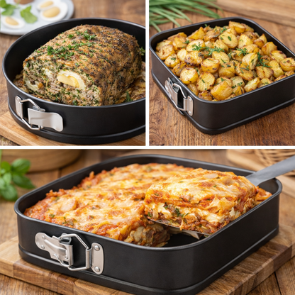 Set 3 Tăvi de Copt - INIMĂ / ROTUNDĂ / PĂTRATĂ +  🎁 GRATIS PDF – 24 Reţete Delicioase