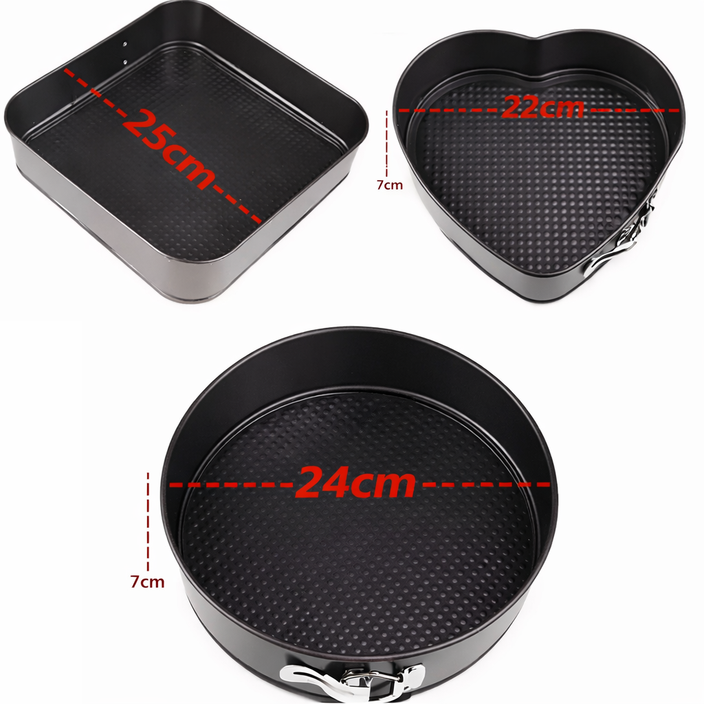 Set 3 Tăvi de Copt - INIMĂ / ROTUNDĂ / PĂTRATĂ +  🎁 GRATIS PDF – 24 Reţete Delicioase