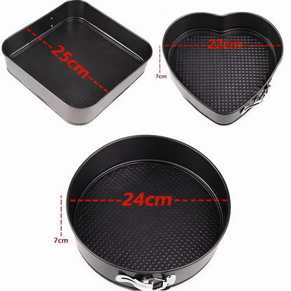 Set 3 Tăvi de Copt - INIMĂ / ROTUNDĂ / PĂTRATĂ +  🎁 GRATIS PDF – 24 Reţete Delicioase