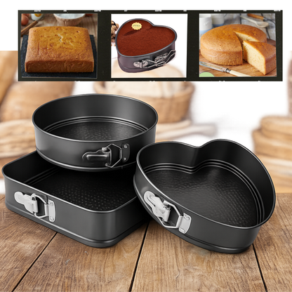 Set 3 Tăvi de Copt - INIMĂ / ROTUNDĂ / PĂTRATĂ +  🎁 GRATIS PDF – 24 Reţete Delicioase